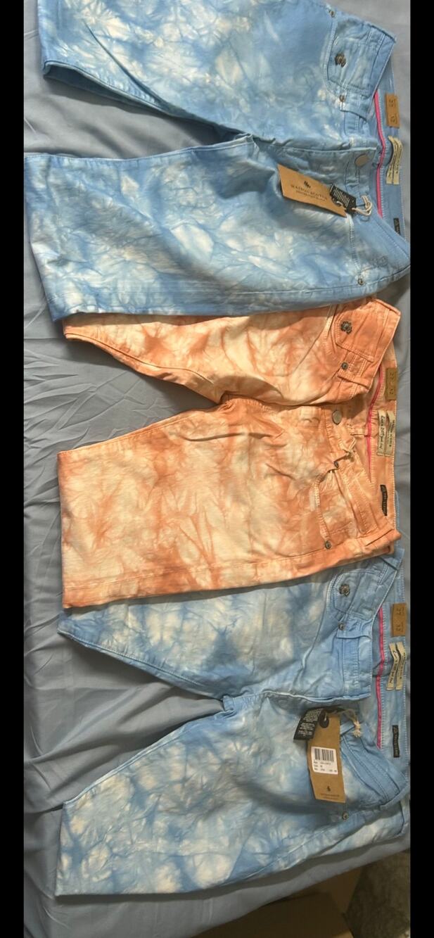 NEW 3pc Maison Scotch Premium Tie Dye Skinny Jeans Lot Size 27/32 Blue Peach